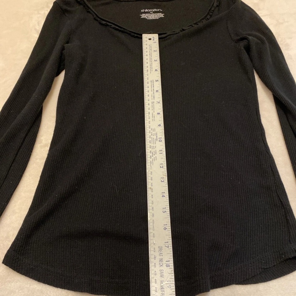 Xhilaration Black Button-Front Long Sleeve Top - Picture 11 of 13